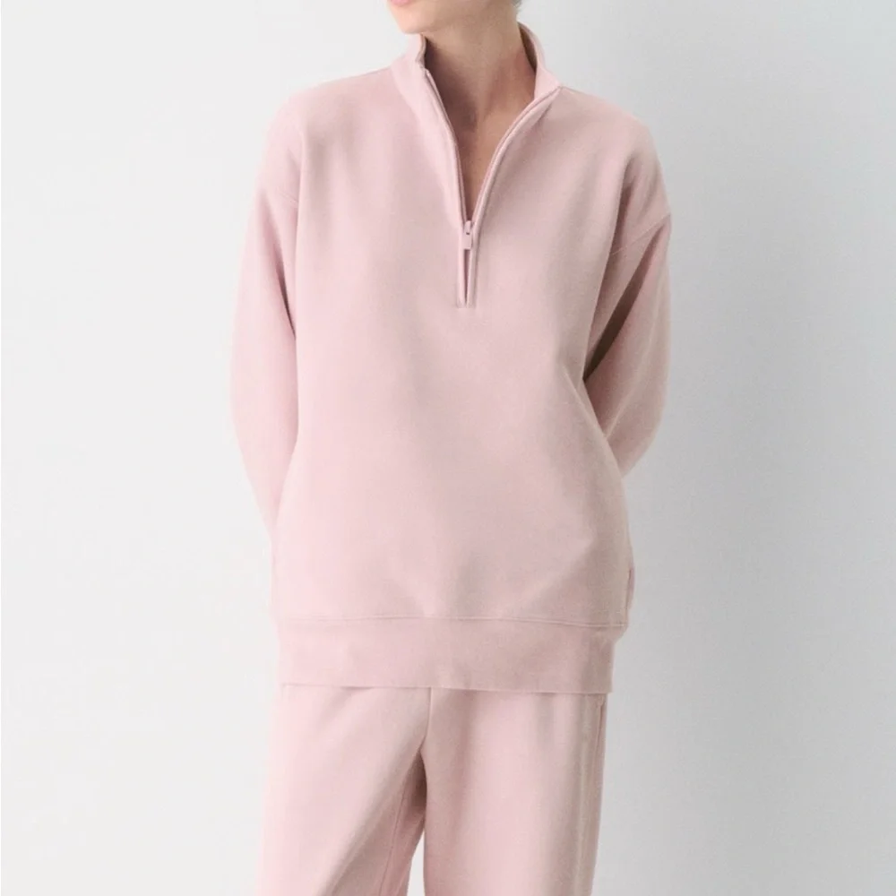 Aritiza Pink Half-Zip Sweatshirt - Picture 1 of 4